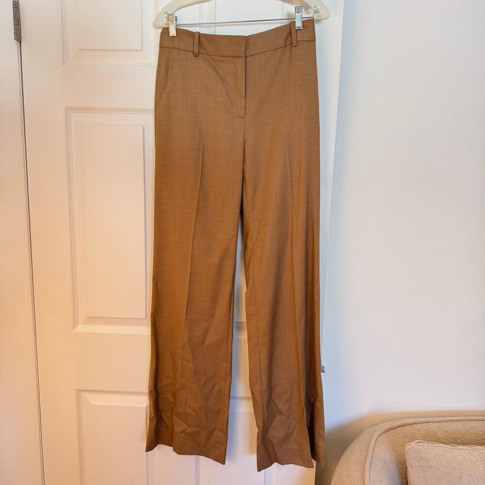NWT J.Crew Hutton Super 120s Merino Wool Trousers 4 Camel Wide Leg Dress Pants